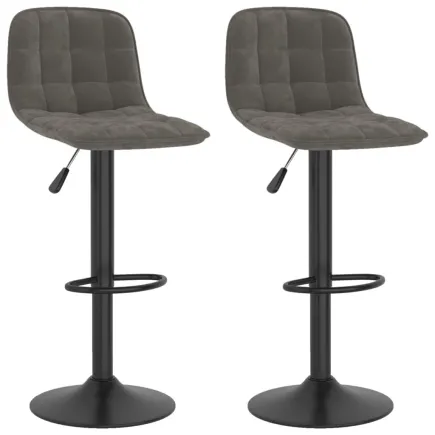 Tabourets de bar lot de 2 gris foncé velours 2