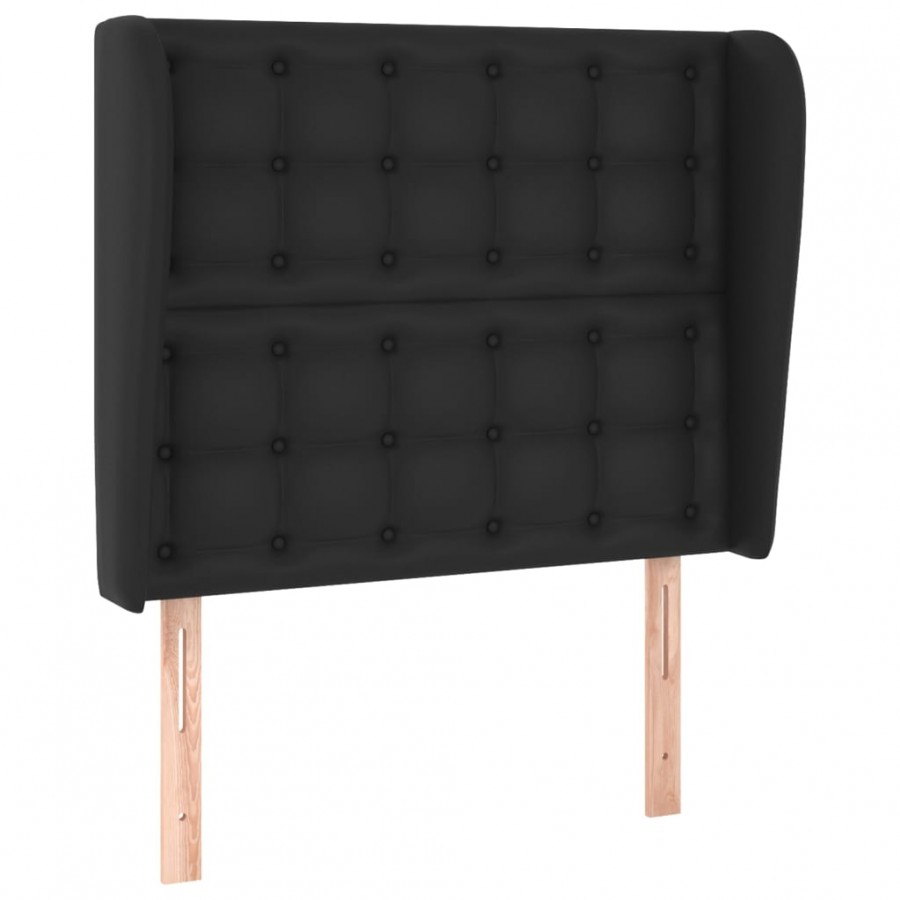 Tête de lit avec oreilles Noir 93x23x118/128 cm Similicuir