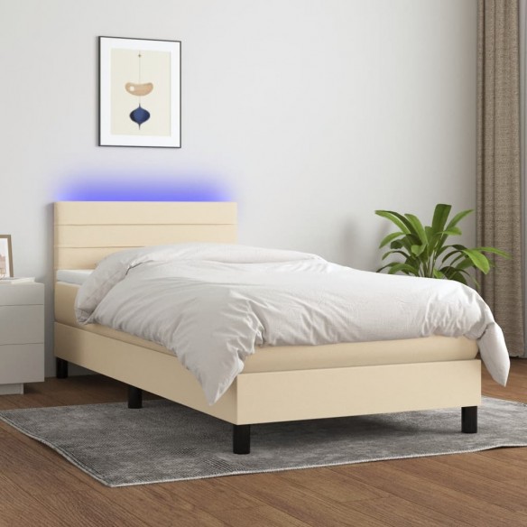 Lit avec matelas LED Crème 80x200 cm Tissu