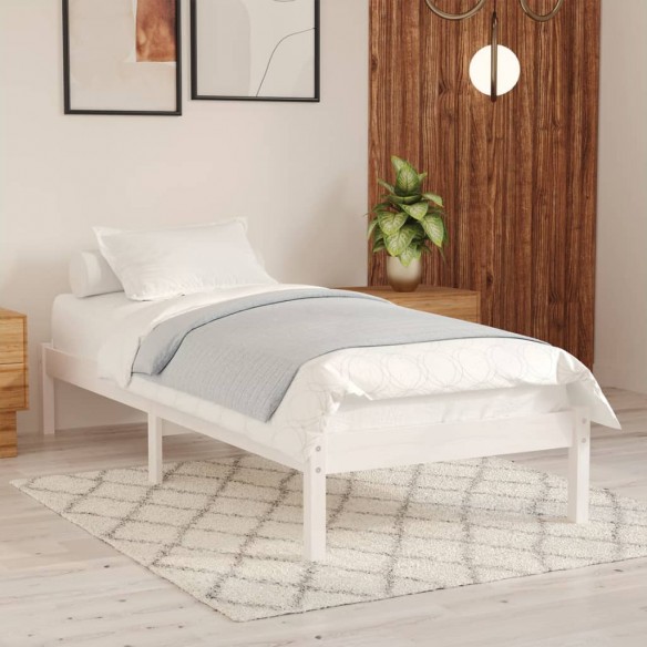 Lit Blanc Bois massif 90x190 cm Simple