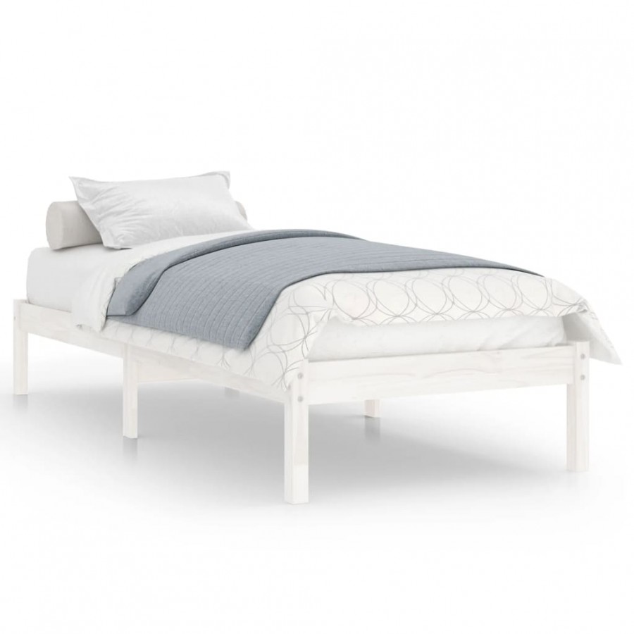 Lit Blanc Bois massif 90x190 cm Simple