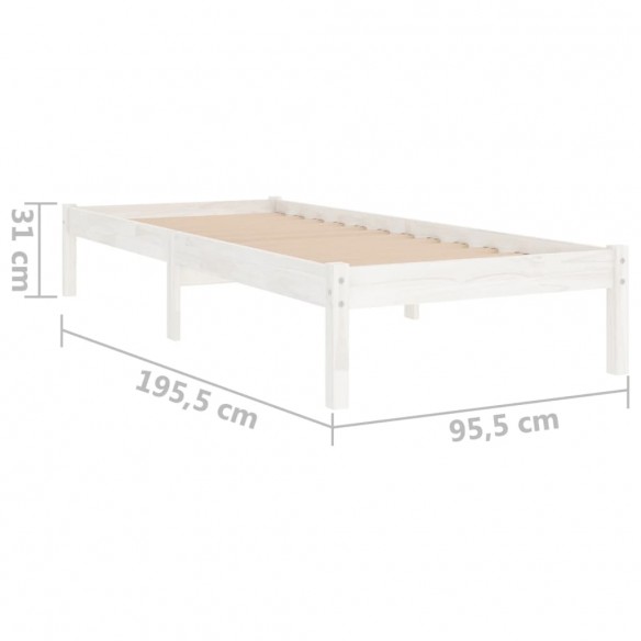 Lit Blanc Bois massif 90x190 cm Simple