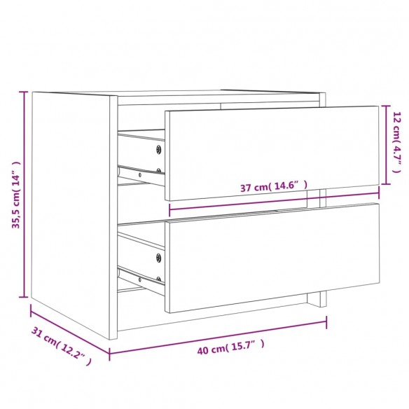 Table de chevet 40x31x35,5 cm bois de pin massif Table de chevet 40x31x35,5 cm bois de pin massif