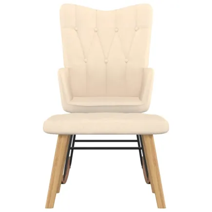 Chaise à bascule avec repose-pied Crème Tissu 2
