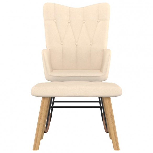 Chaise à bascule avec repose-pied Crème Tissu Chaise à bascule avec repose-pied Crème Tissu