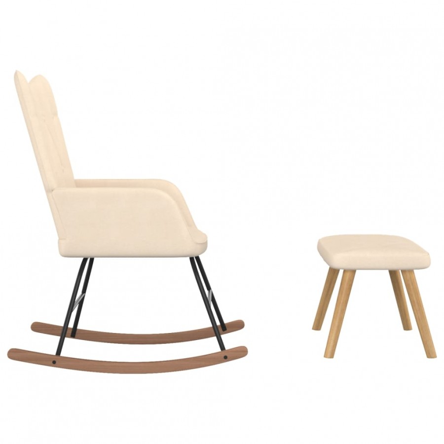 Chaise à bascule avec repose-pied Crème Tissu