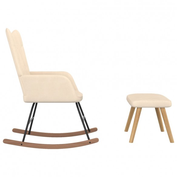 Chaise à bascule avec repose-pied Crème Tissu Chaise à bascule avec repose-pied Crème Tissu