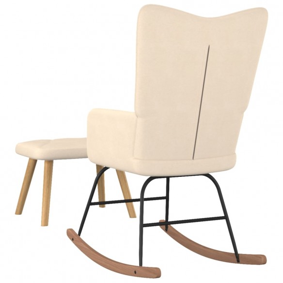 Chaise à bascule avec repose-pied Crème Tissu Chaise à bascule avec repose-pied Crème Tissu