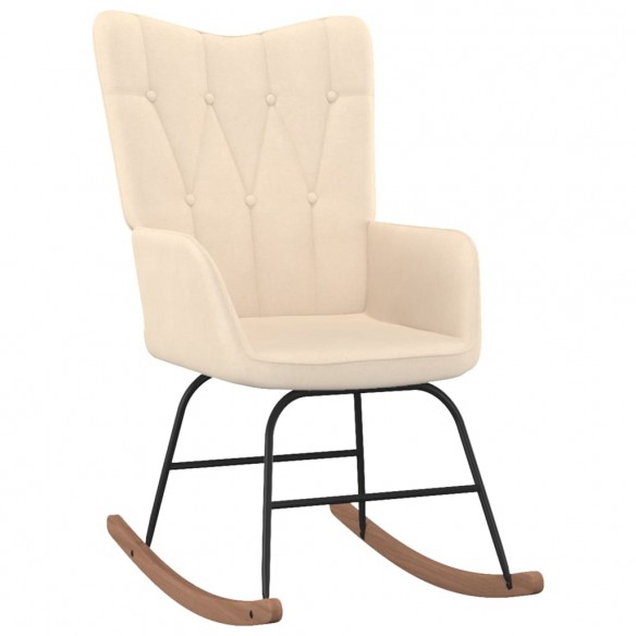 Chaise à bascule avec repose-pied Crème Tissu Chaise à bascule avec repose-pied Crème Tissu