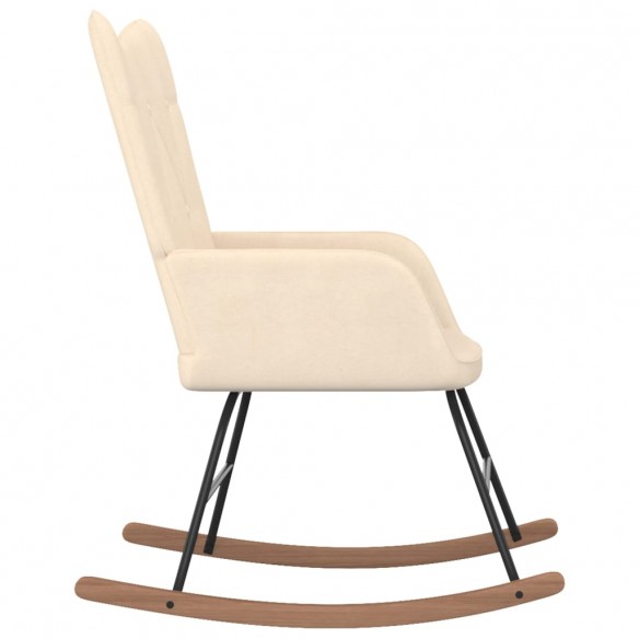 Chaise à bascule avec repose-pied Crème Tissu Chaise à bascule avec repose-pied Crème Tissu