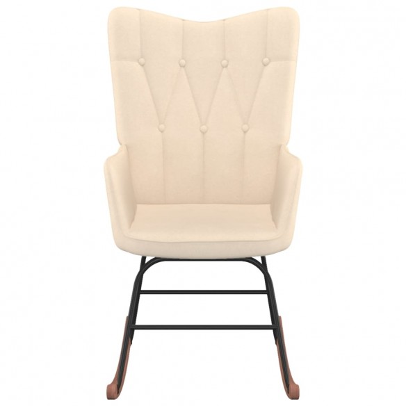 Chaise à bascule avec repose-pied Crème Tissu Chaise à bascule avec repose-pied Crème Tissu