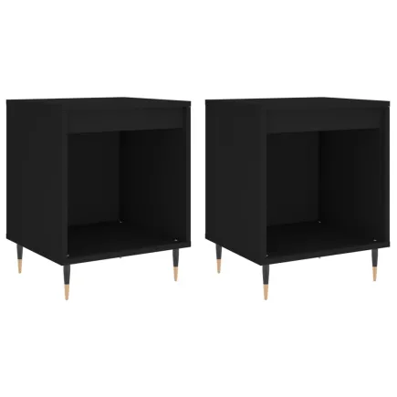 Tables de chevet 2 pcs noir 40x35x50 cm bois d’ingénierie 2