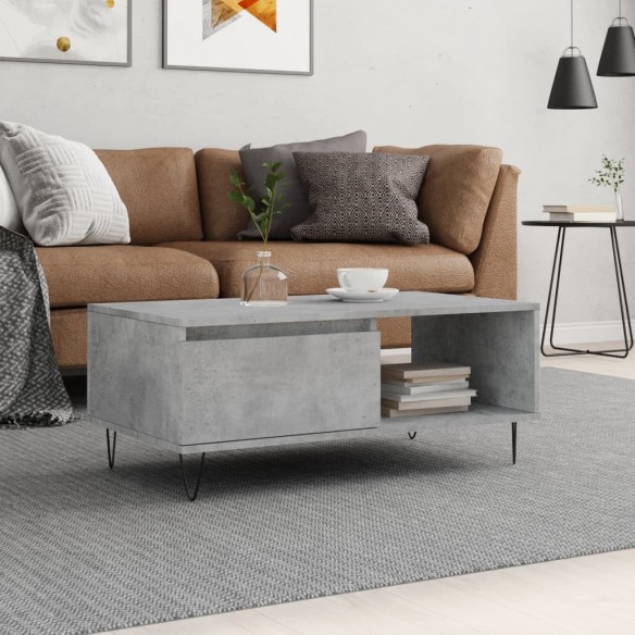 Table basse Gris béton 90x50x36,5 cm 