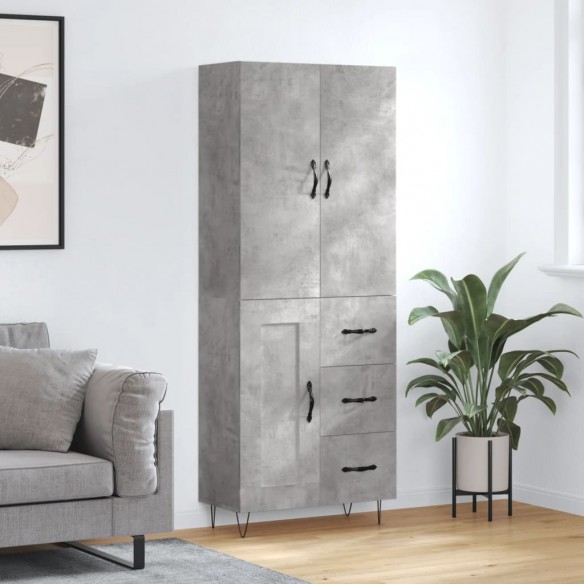 Buffet haut Gris béton 69,5x34x180 cm 