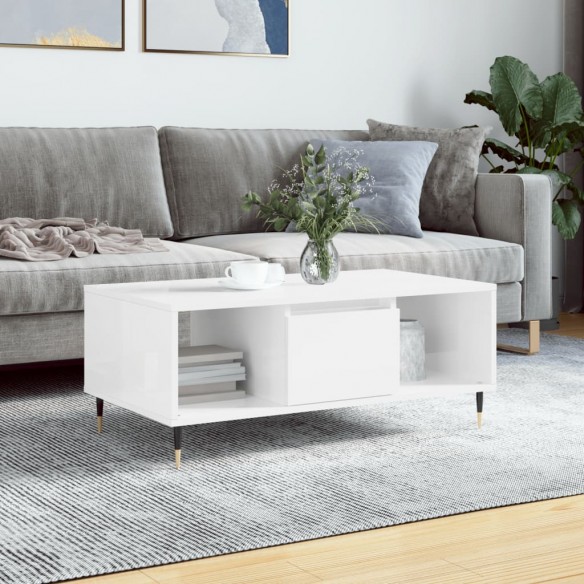 Table basse Blanc brillant 90x50x36,5 cm 