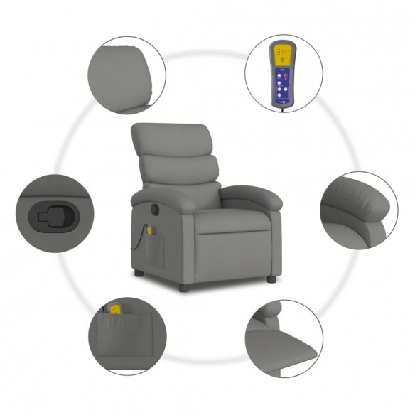 Fauteuil de massage inclinable Gris foncé Tissu
