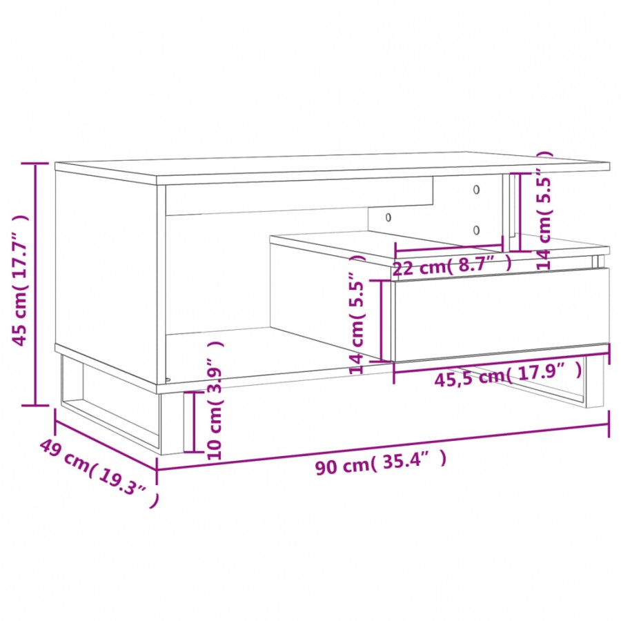 Table basse Noir 90x49x45 cm