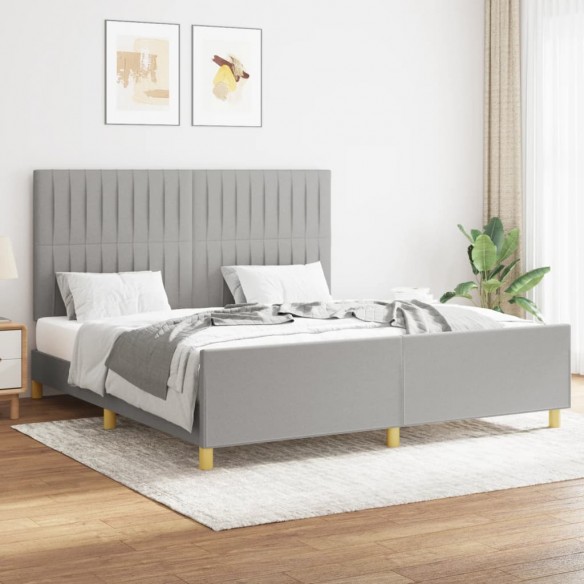 Lit avec tête de lit Gris clair 160x200 cm Tissu