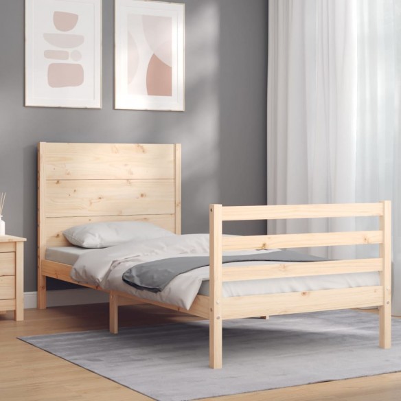 Lit avec tête de lit petit simple bois massif