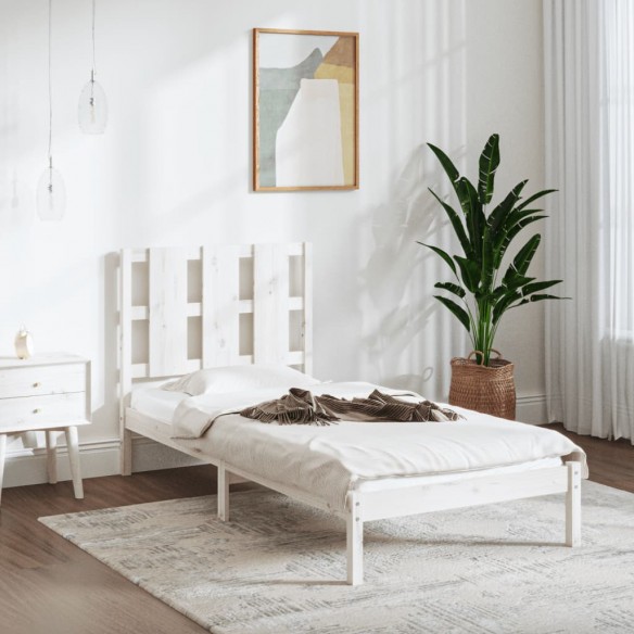 Lit Blanc Bois massif 75x190 cm Petit simple