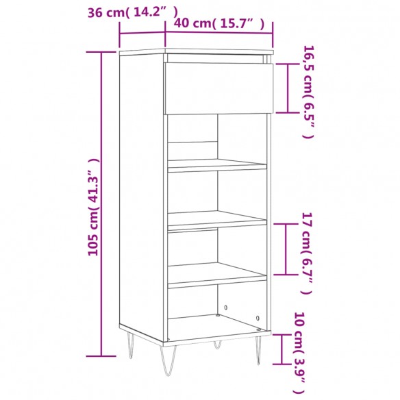 Armoire à chaussures Blanc 40x36x105 cm 