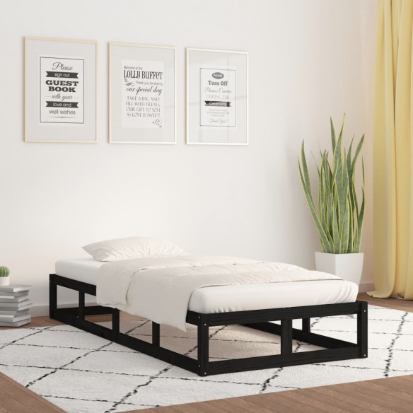 Lit Noir 90x190 cm Simple Bois massif