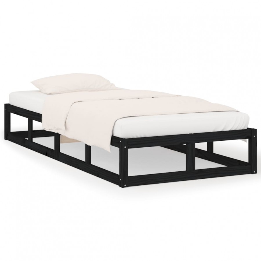 Lit Noir 90x190 cm Simple Bois massif