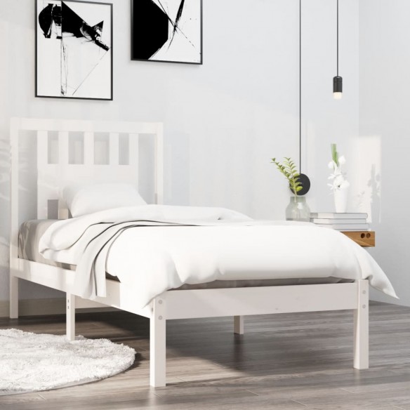 Lit Blanc Bois massif 90x190 cm Simple