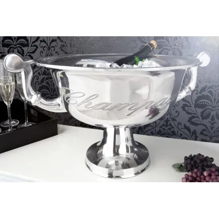 Vasque décorative pour champagne/glace en aluminium argenté