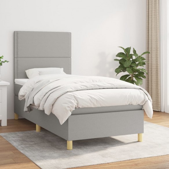 Lit avec matelas Gris clair 80x200 cm Tissu