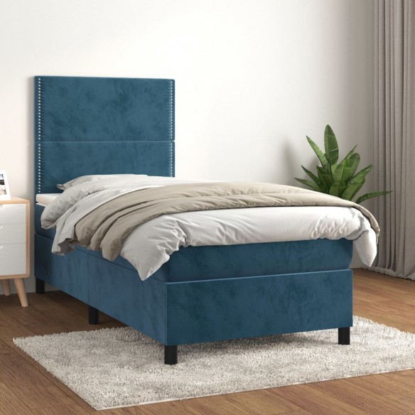 Lit et matelas Bleu foncé 80x200 cm Velours