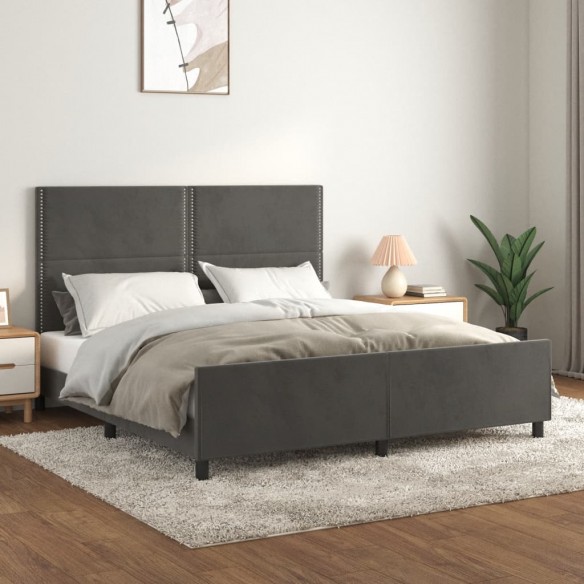 Lit avec tête de lit Gris foncé 160x200 cm Velours