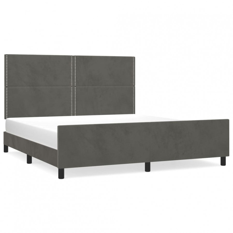 Lit avec tête de lit Gris foncé 160x200 cm Velours