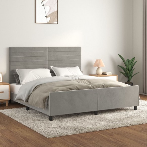 Lit avec tête de lit Gris clair 180x200 cm Velours
