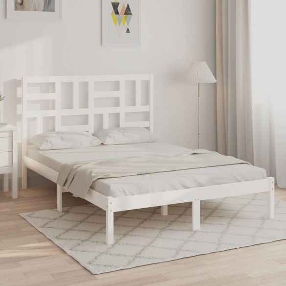Lit Blanc Bois massif 150x200 cm Très grand