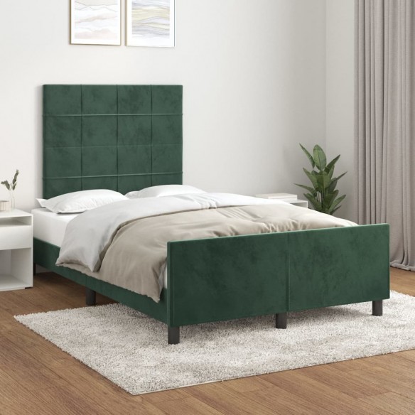 Lit avec tête de lit Vert foncé 120x200 cm Velours