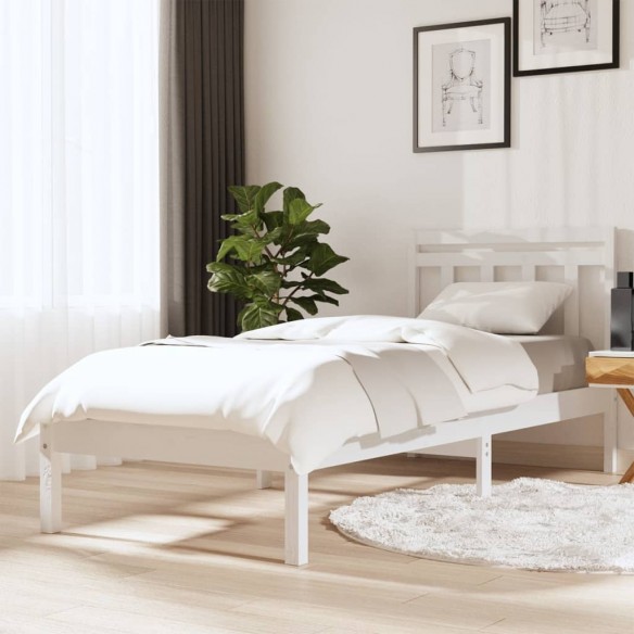 Lit Blanc Bois massif 90x190 cm Simple