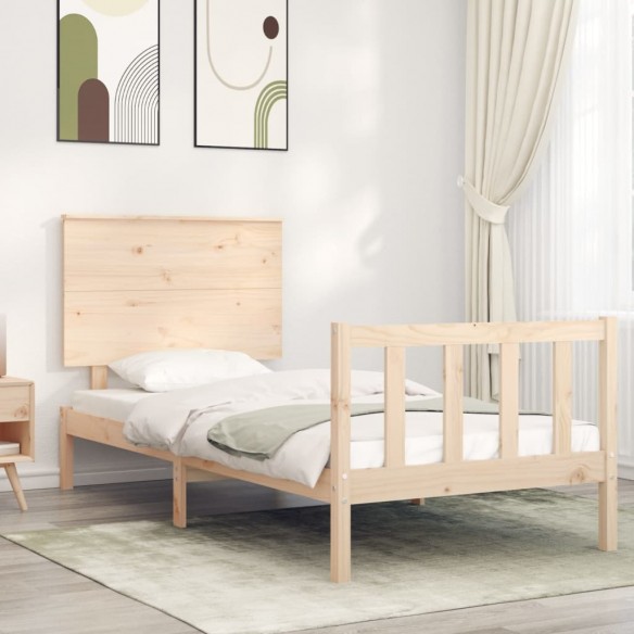 Lit et tête de lit 100x200 cm bois massif