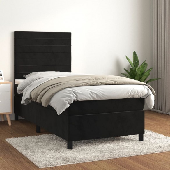Lit et matelas Noir 80x200 cm Velours
