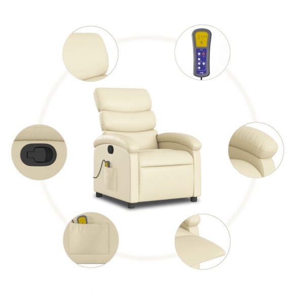 Fauteuil inclinable de massage Crème Similicuir