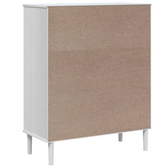 Buffet SENJA aspect rotin blanc 90x40x112cm bois massif de pin Buffet SENJA aspect rotin blanc 90x40x112cm bois massif de pin