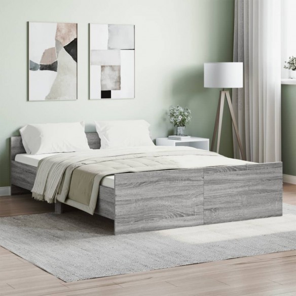 Lit tête de lit et pied de lit sonoma gris 135x190 cm