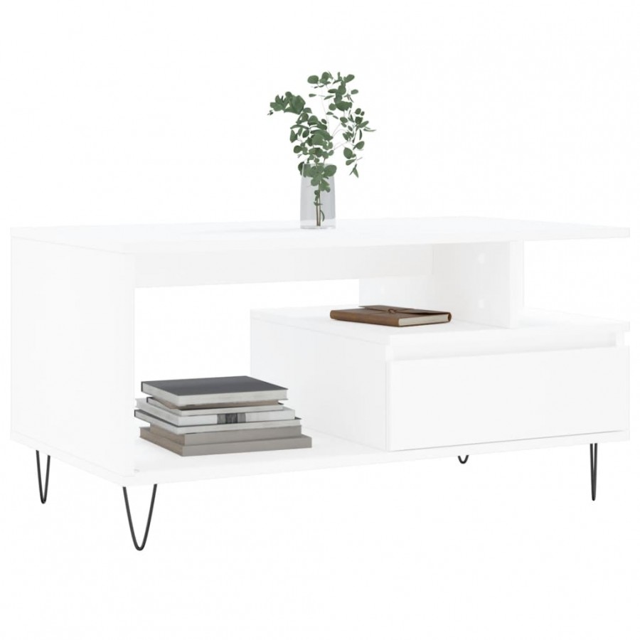 Table basse Blanc 90x49x45 cm