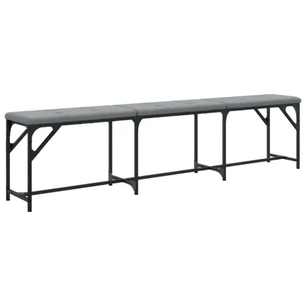 Banc à manger gris clair 186x32x45 cm acier et tissu 2