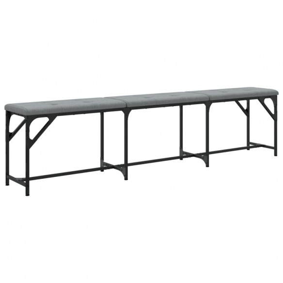 Banc à manger gris clair 186x32x45 cm acier et tissu Banc à manger gris clair 186x32x45 cm acier et tissu