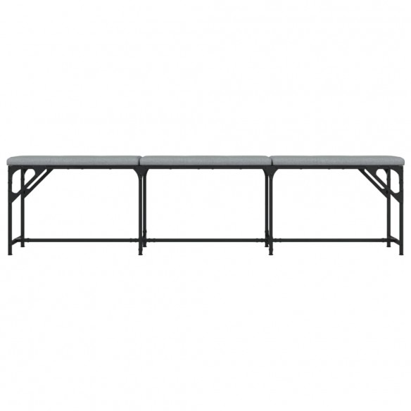 Banc à manger gris clair 186x32x45 cm acier et tissu Banc à manger gris clair 186x32x45 cm acier et tissu