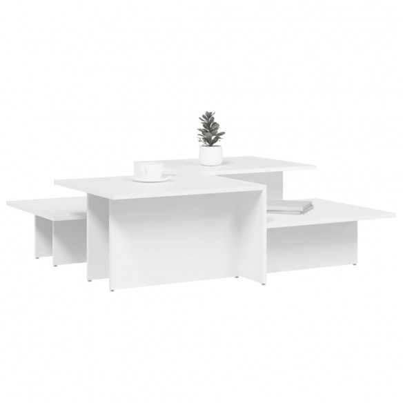 Tables basses 2 pcs blanc bois d'ingénierie Tables basses 2 pcs blanc bois d'ingénierie
