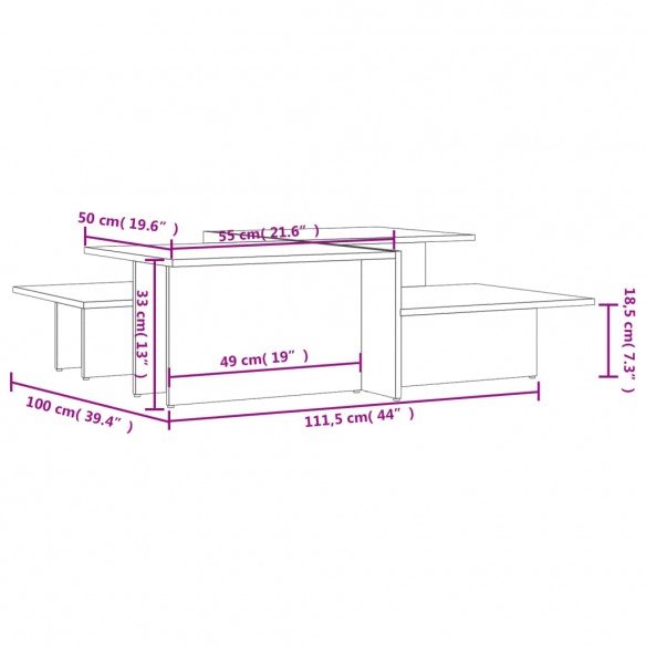Tables basses 2 pcs blanc bois d'ingénierie Tables basses 2 pcs blanc bois d'ingénierie
