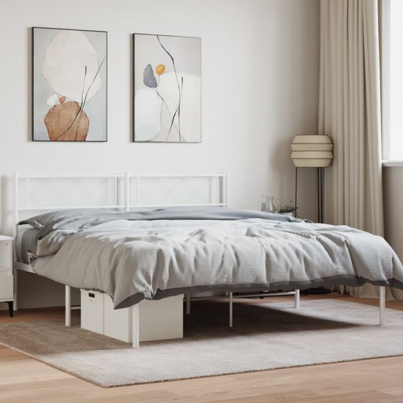 Lit métal avec tête de lit blanc 160x200 cm