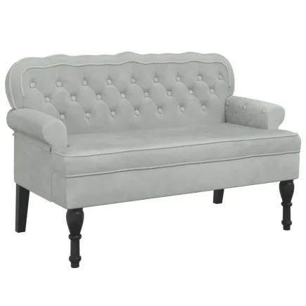 Banc avec dossier gris clair 119,5x64,5x75 cm velours 2